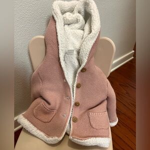 Carters Cozy Pink Knit Coat with Sherpa Lining